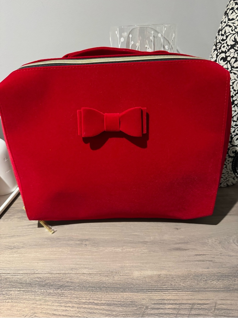 Estee Lauder Red Velvet Bow Cosmetic Pouch